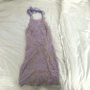 Lavender Lace Halter Neck Dress
